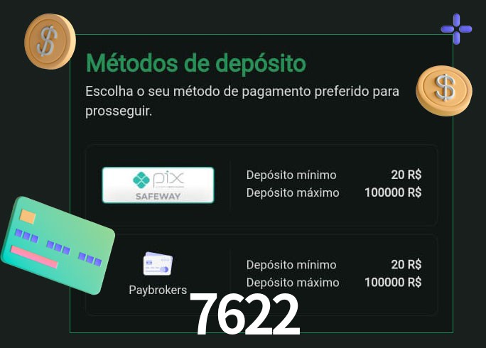 O cassino 7622 oferece uma grande variedade de métodos de pagamento
